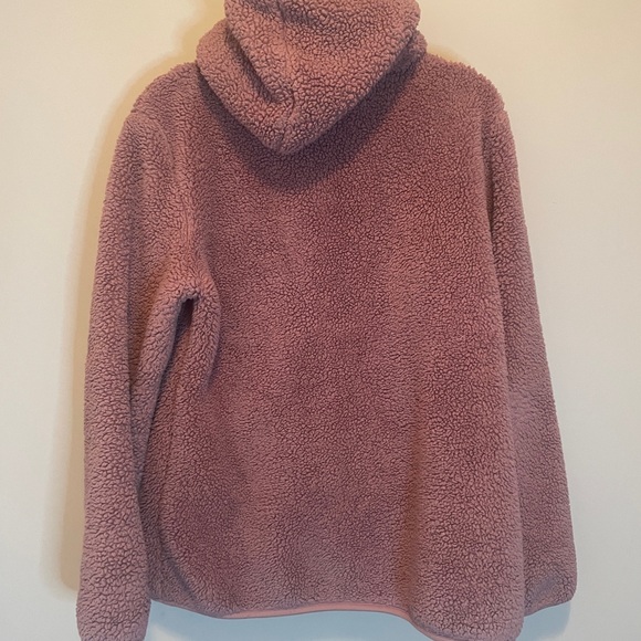 Reebok Women's Pink Fleece Logo Hoodie Zip Jacket Sz Large Cozy Fuzzy Coat - Picture 10 of 15